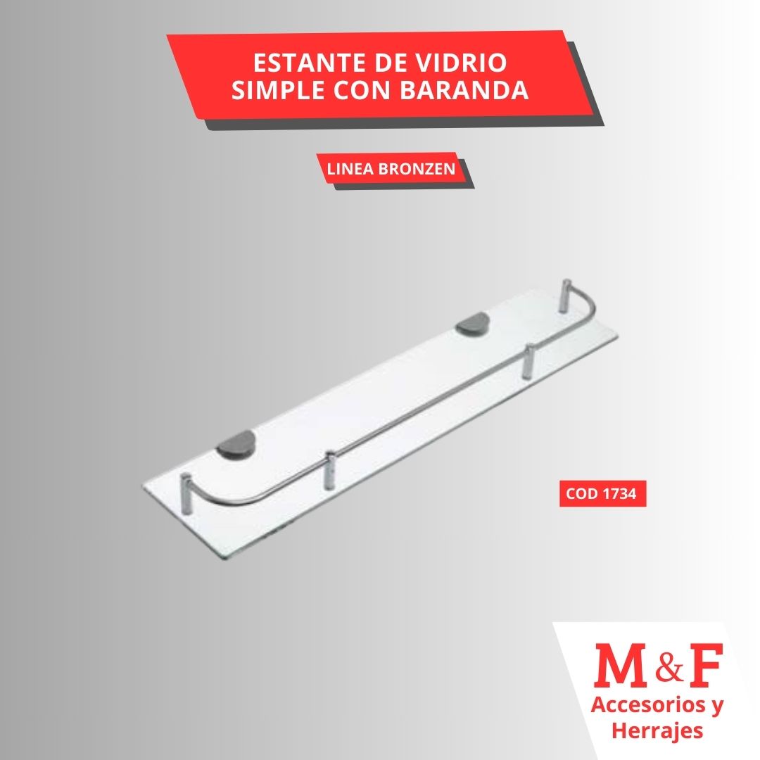 Estante de Vidrio Simple con Baranda 